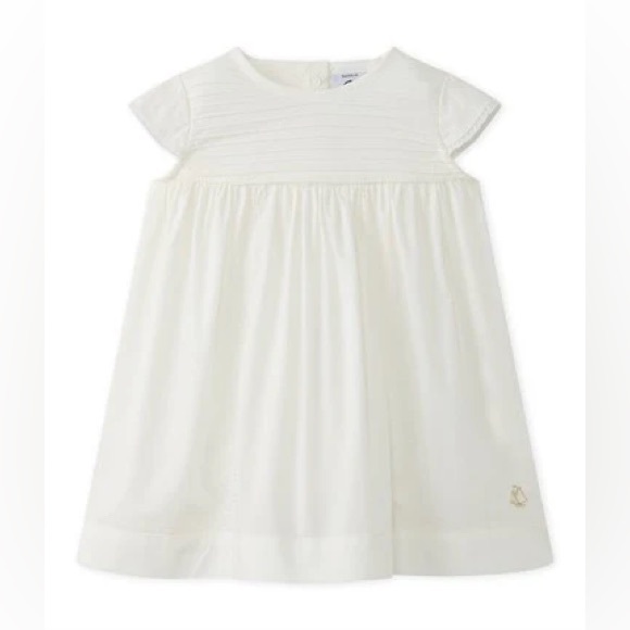 Petit Bateau Other - Petite Bateau Baby Girls White Poplin Cotton Textured Ruffle Dress- 2T